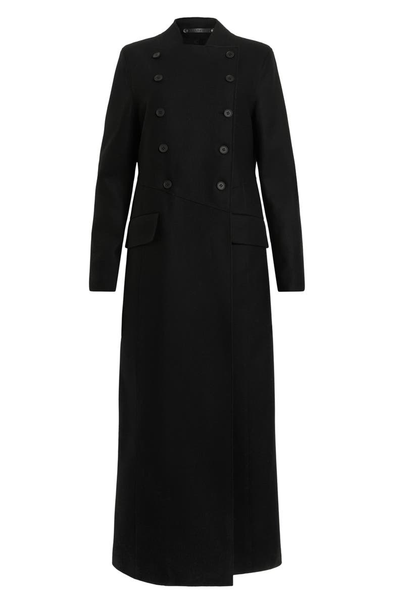 AllSaints Blaize Longline Wool Blend Coat, Alternate, color, Black