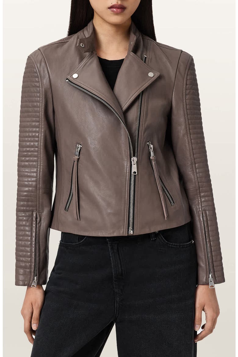 Raul Leather Biker Jacket, Main, color, MOCHA BROWN
