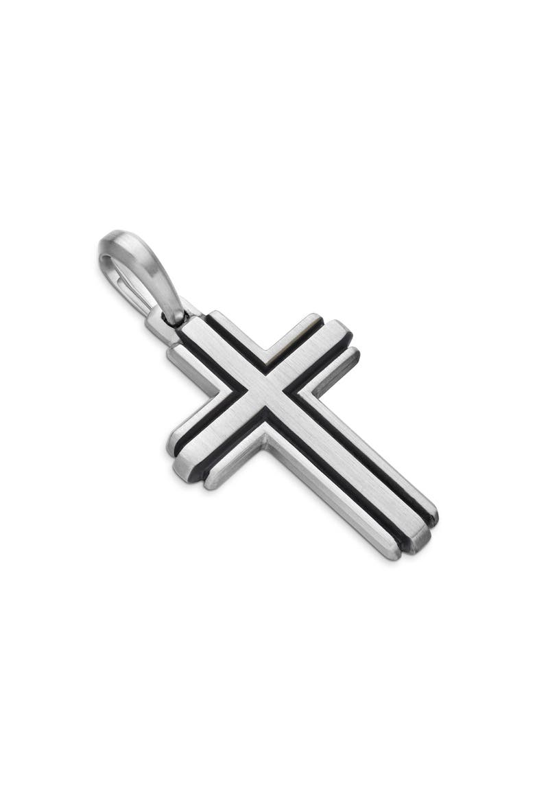 Deco Cross Enhancer Pendant, Alternate, color, SILVER