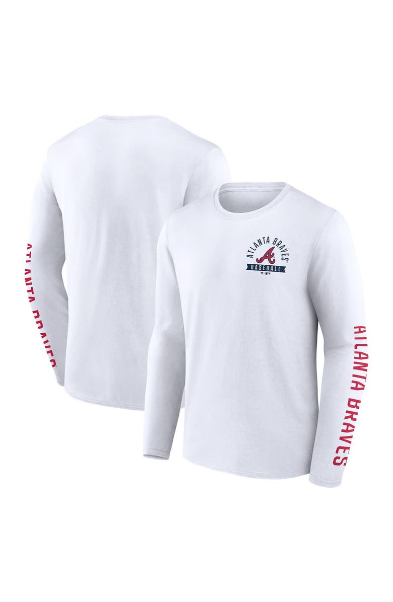 FANATICS Men's Fanatics White Atlanta Braves Press Box Long Sleeve T-Shirt, Main, color, 