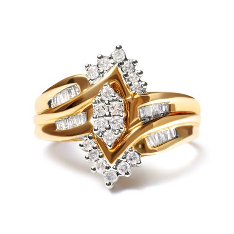 10K Two-Toned 1/2 Cttw Composite Pear Head Diamond Ring