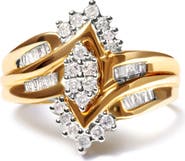 Haus of Brilliance 10K Two-Toned 1/2 Cttw Composite Pear Head Diamond Ring