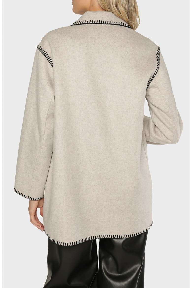 Angel Contrast Whipstitch Button Front Jacket, Alternate, color, STONE