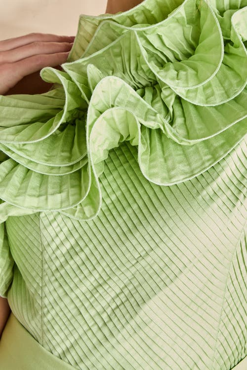 Coast One Shoulder Pleated Skirt Maxi Dress In Green