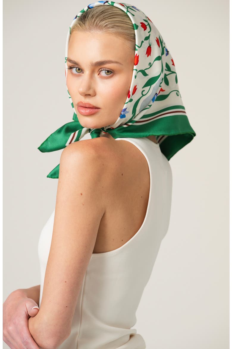 Green Valley Double Sided Silk Scarf, Alternate, color, Green