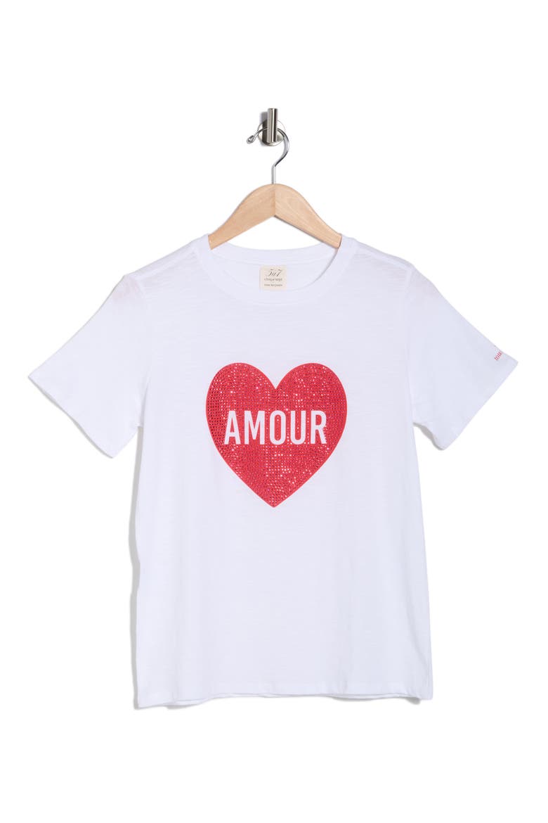 Amour Heart T-Shirt, Alternate, color, WHITE/ ROSE