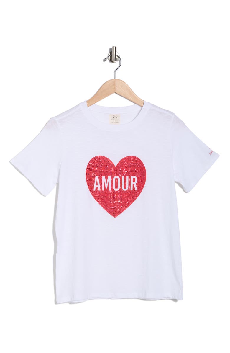 Cinq à Sept Amour Heart T-Shirt, Main, color, White/ Rose