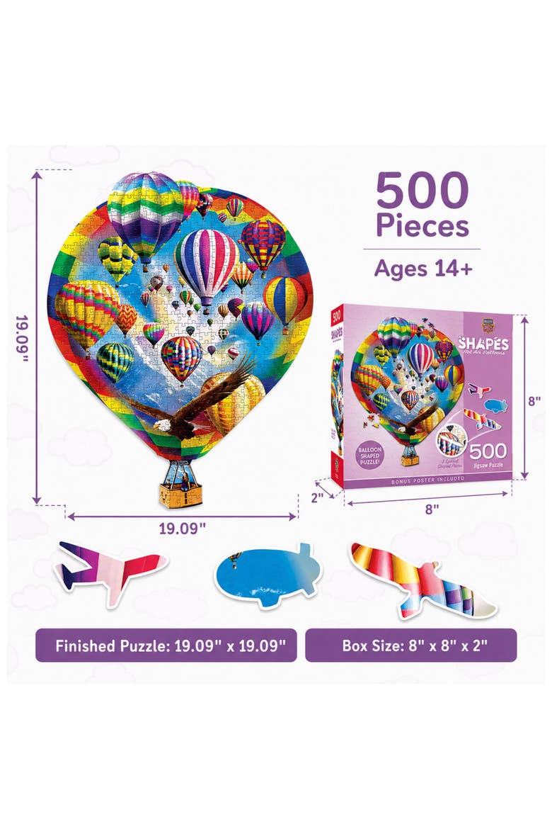 Hot Air Balloons 500 Piece Shaped Puzzle, Alternate, color, Multicolor