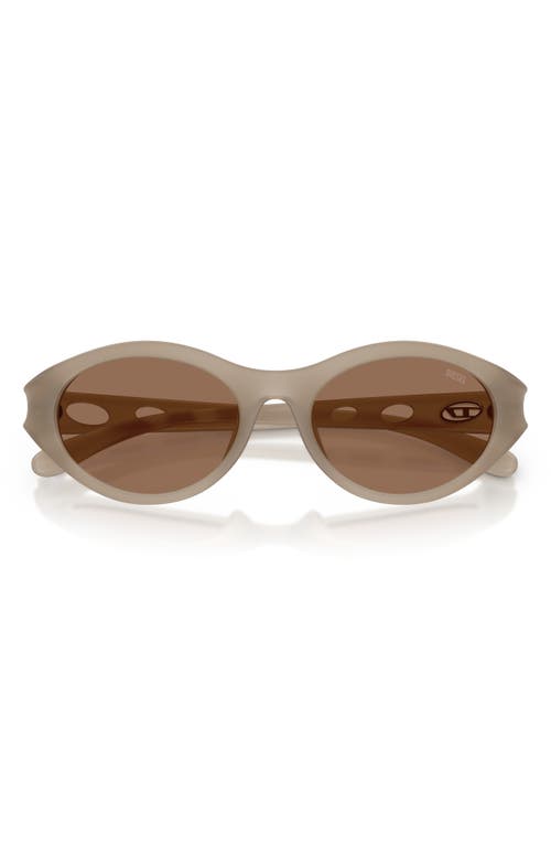 Shop Diesel ® 53mm Oval Sunglasses In Opal Transpar Grey/dark Brown