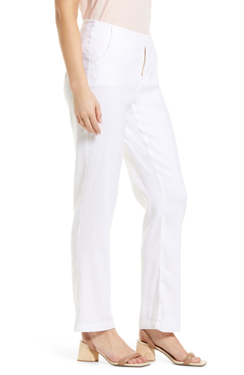 NYDJ Marilyn Linen Blend Trousers, Alternate, color, Optic White