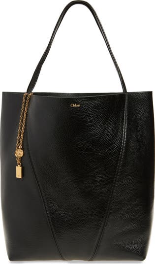 【関税&送料込】Chloe Black Leather Large Shopping Bag Chloé Spin Large leather tote bag in black - Chloe | Mytheresa