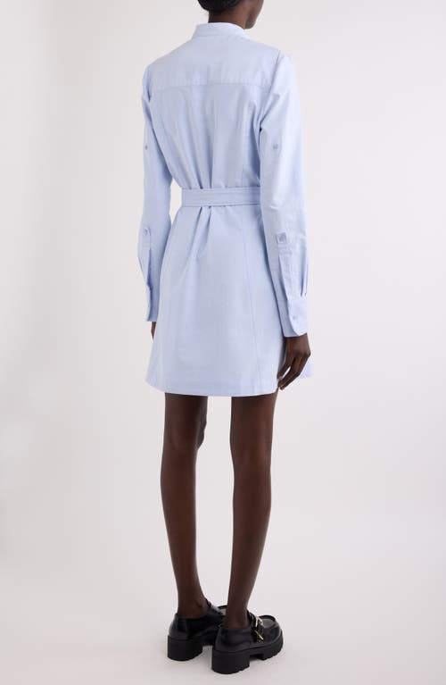 Givenchy Military Long Sleeve Cotton Oxford Mini Shirtdress In Baby Blue