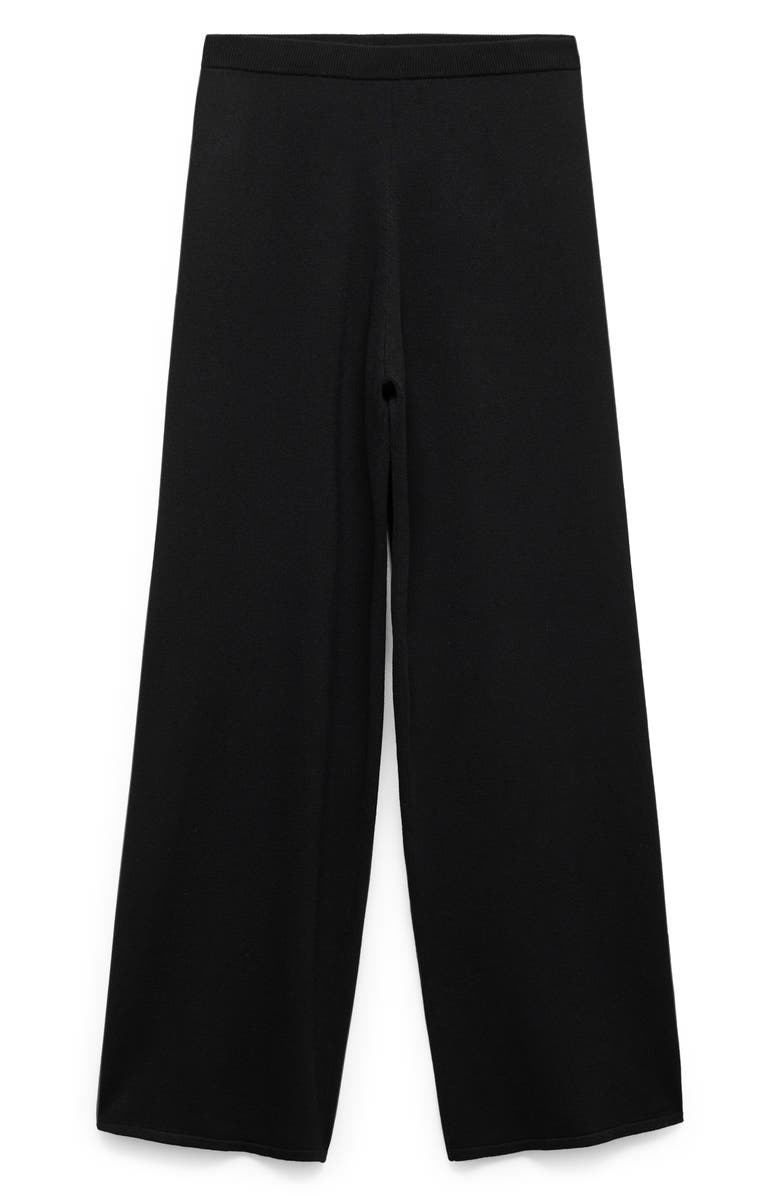 MANGO High Waist Wide Leg Knit Pants, Alternate, color, Black