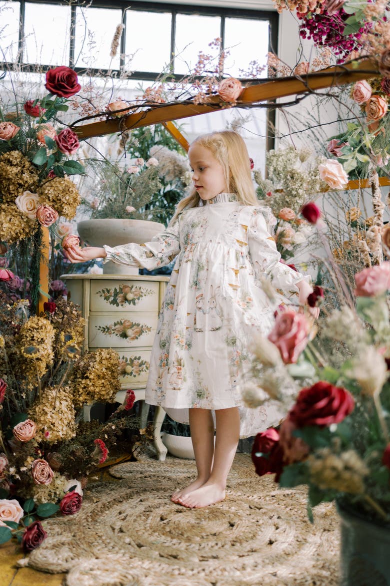 Aoki Bramble Rabbit Long Sleeve Dress, Alternate, color, 3Y
