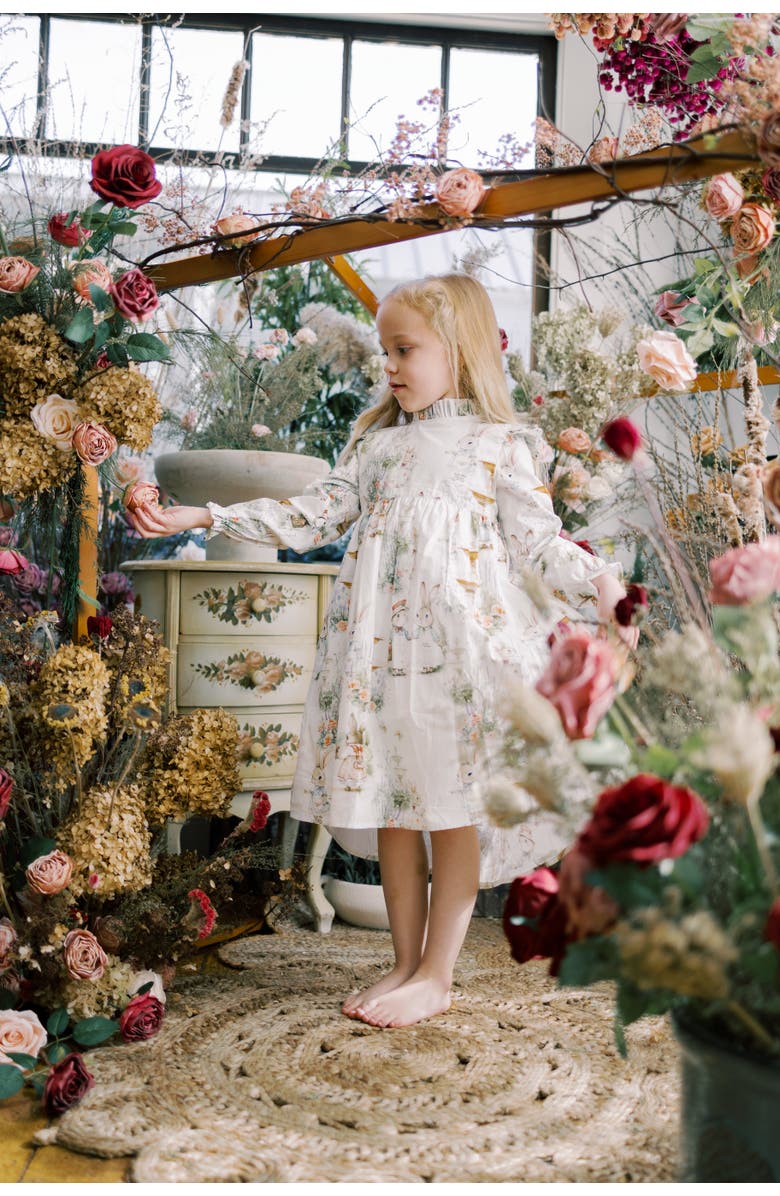 Piper&Cloth Aoki Bramble Rabbit Long Sleeve Dress, Alternate, color, 3Y