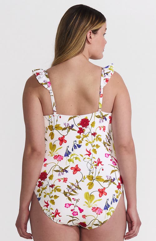 Lands' End Balconette Ruffle High Leg One Piece Swimsuit In Multi