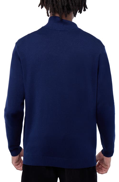 Spring + Mercer Mock Neck Quarter Zip Sweater In Navy