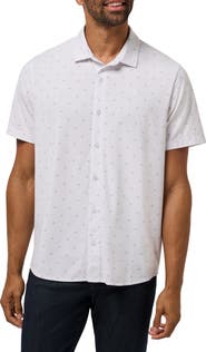 TravisMathew Comfortknit Geo Short Sleeve Button-Up Shirt