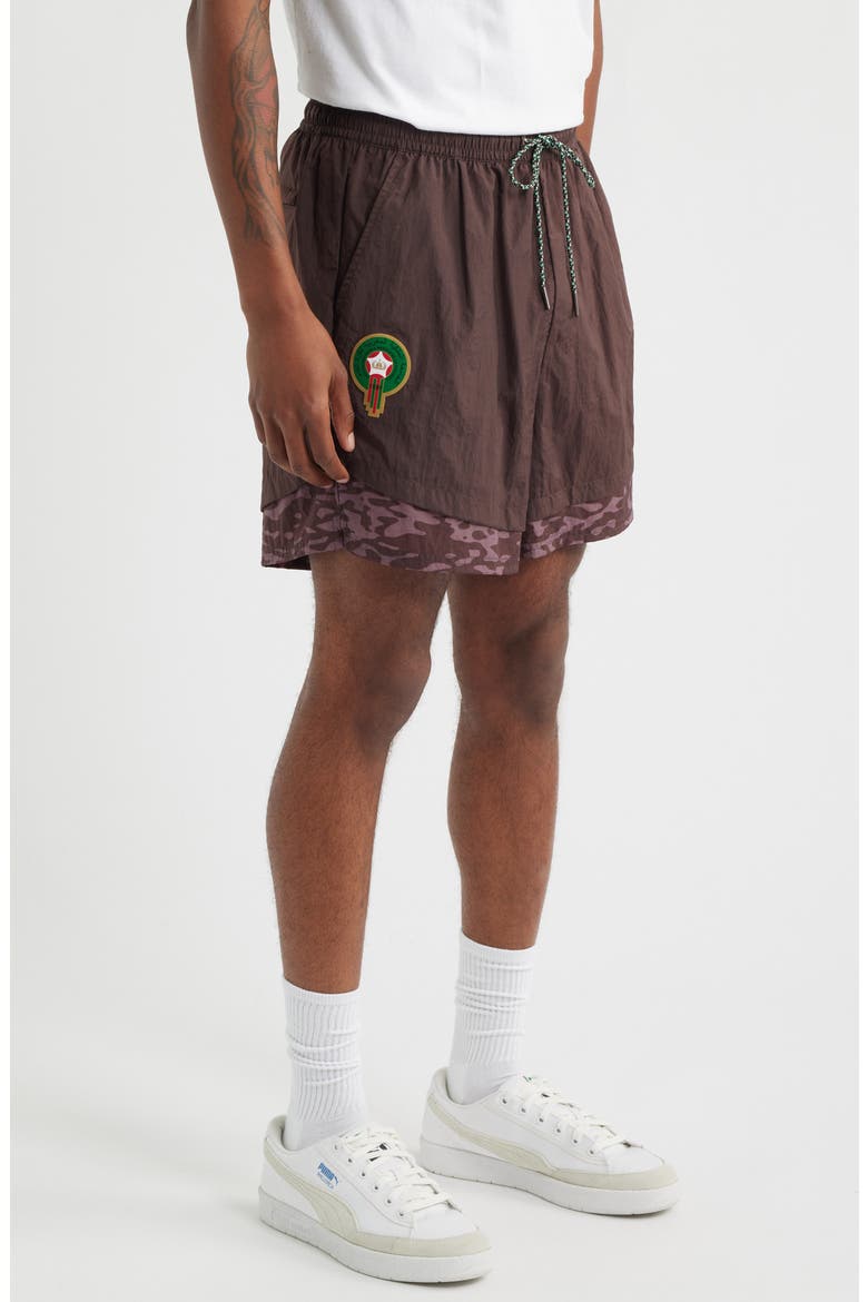 x Morocco x Salehe Bembury King Track Shorts (Nordstrom Exclusive), Alternate, color, CHOCOLATE BROWN