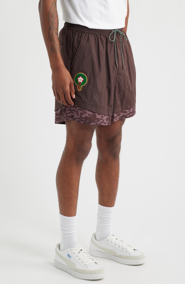 PUMA x Morocco x Salehe Bembury King Track Shorts, Alternate, color, Chocolate Brown