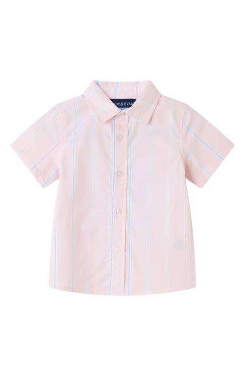 Andy & Evan Stripe Oxford Shirt, Shorts & Bowtie Set In Pink