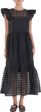 English Factory Check Organza Dress