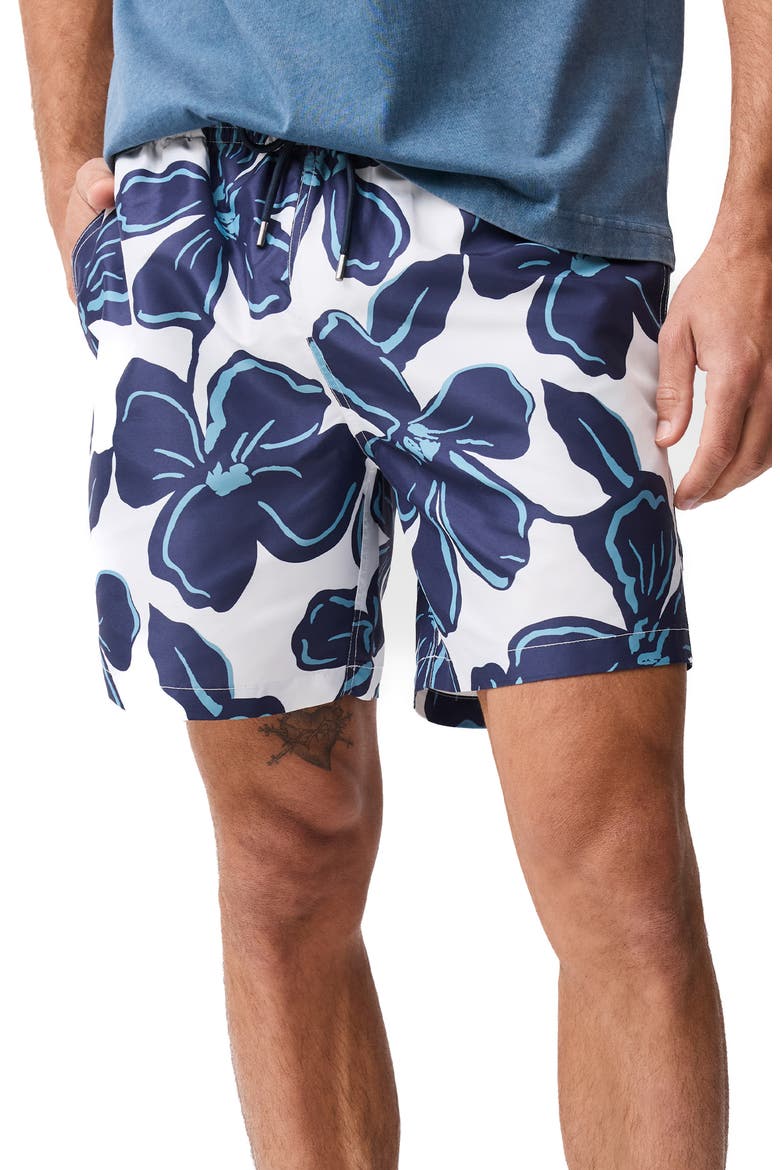 Broadford Floral Swim Trunks, Main, color, MARINE