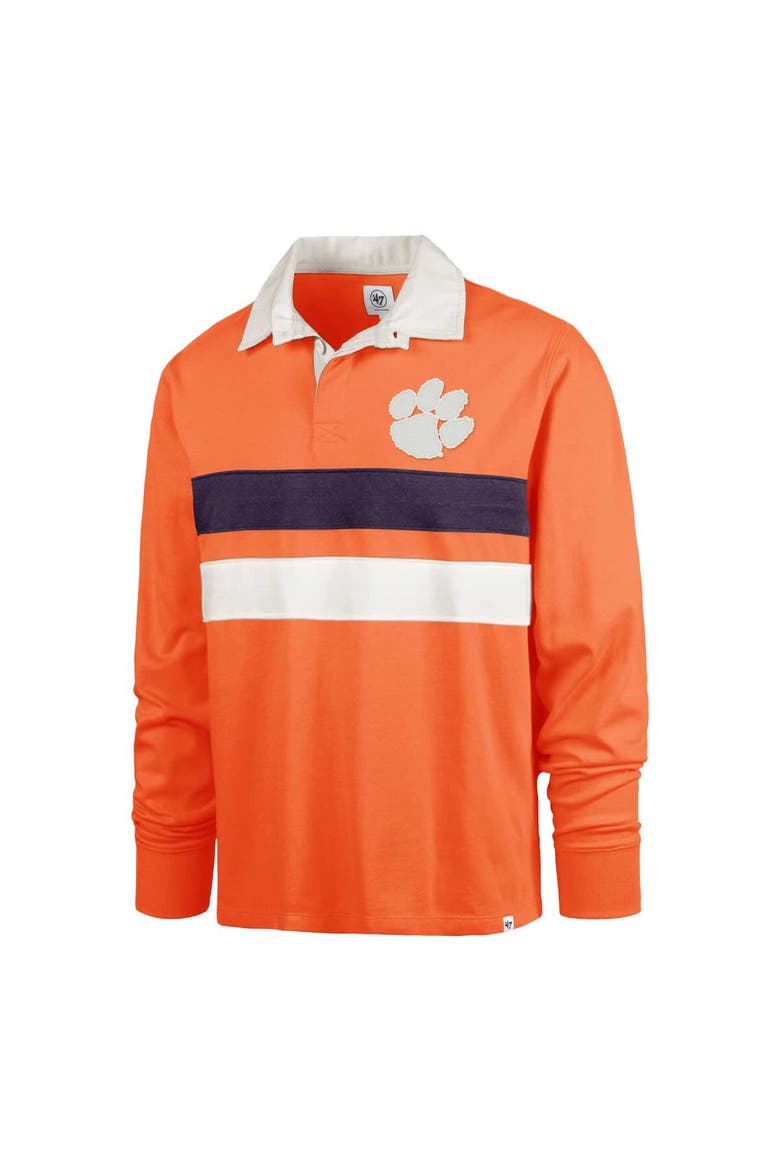 Men's '47 Orange Clemson Tigers Clubhouse Knox Thames Rugby Long Sleeve Polo, Alternate, color, Orange