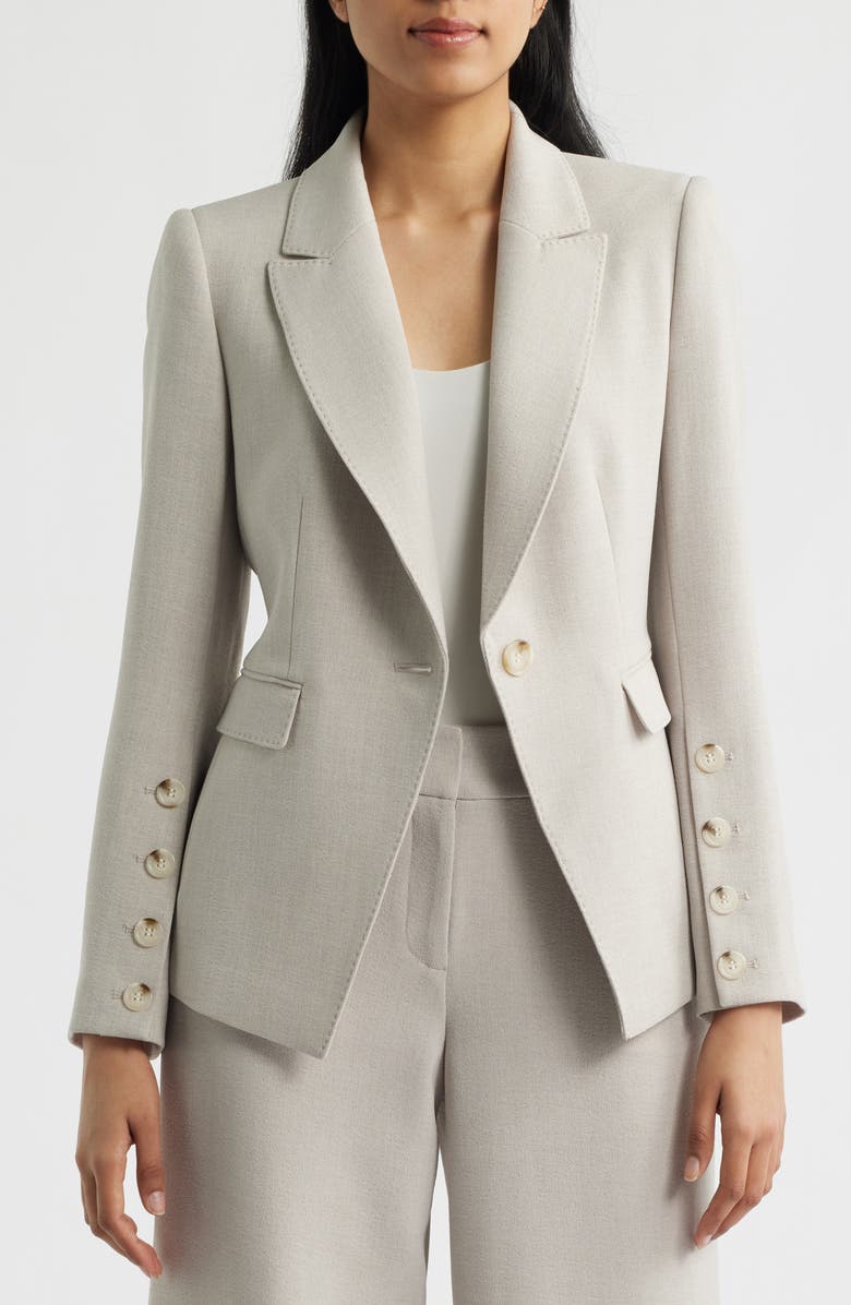 Tahari ASL One-Button Blazer, Alternate, color, Straw
