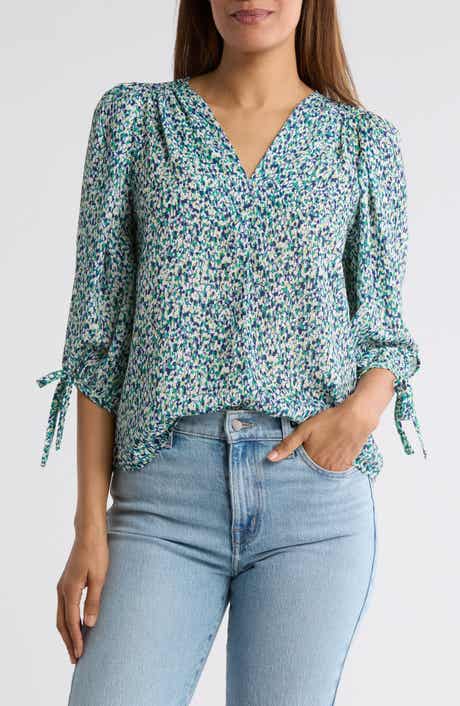 Renee C V-Neck Tie Cuff Top