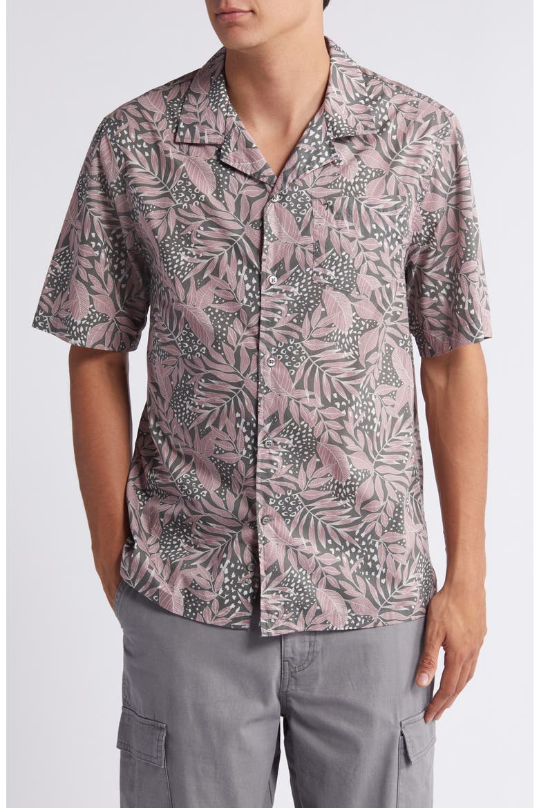 Botanical Print Camp Shirt, Main, color, MAUVE