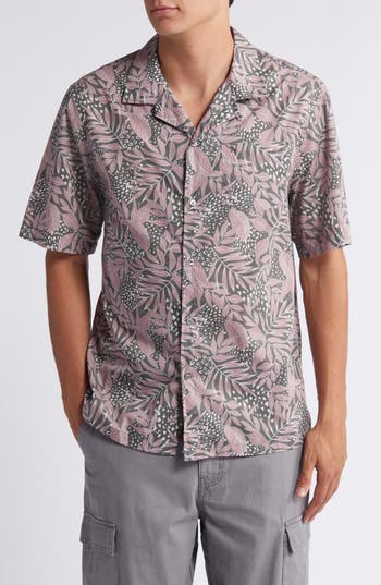 7 For All Mankind Botanical Print Camp Shirt in Mauve at Nordstrom Rack, Size Large