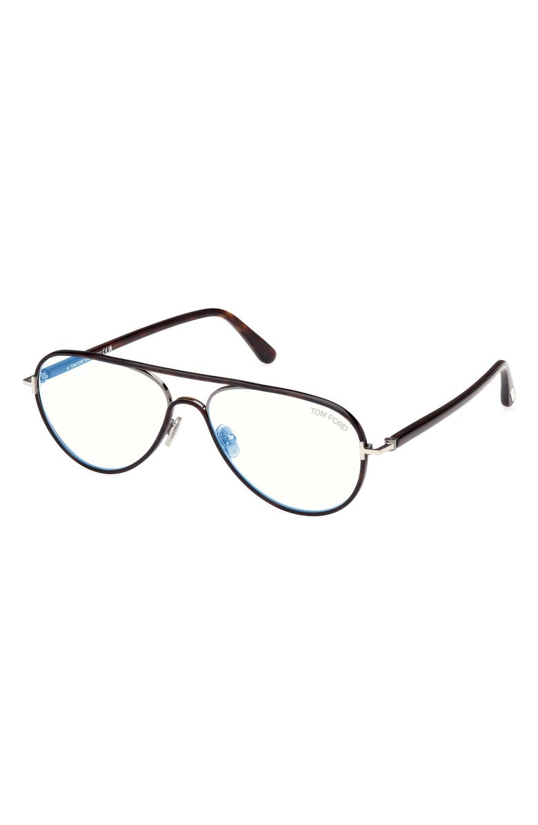 TOM FORD 57mm Pilot Blue Light Blocking Optical Glasses, Alternate, color, 