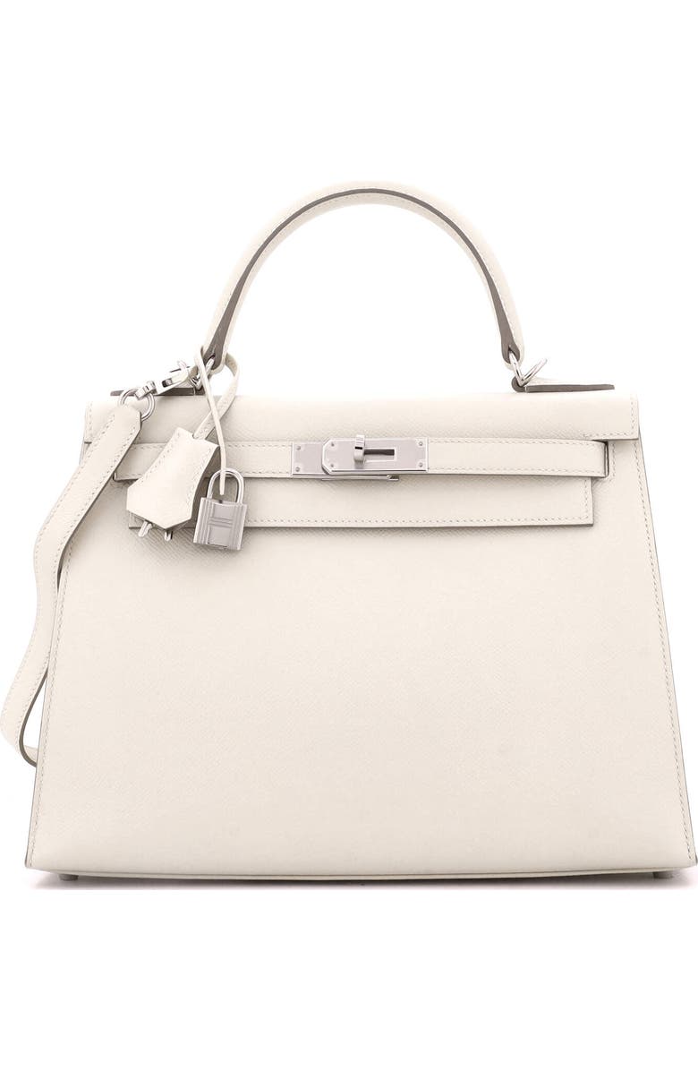 Pre-Owned Hermes Kelly Handbag Light Epsom with Palladium Hardware 28, Main, color, Craie