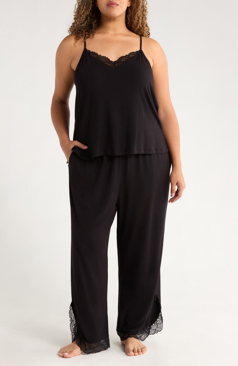 Nordstrom Moonlight Eco Lace Trim Pajamas, Main, color, Black