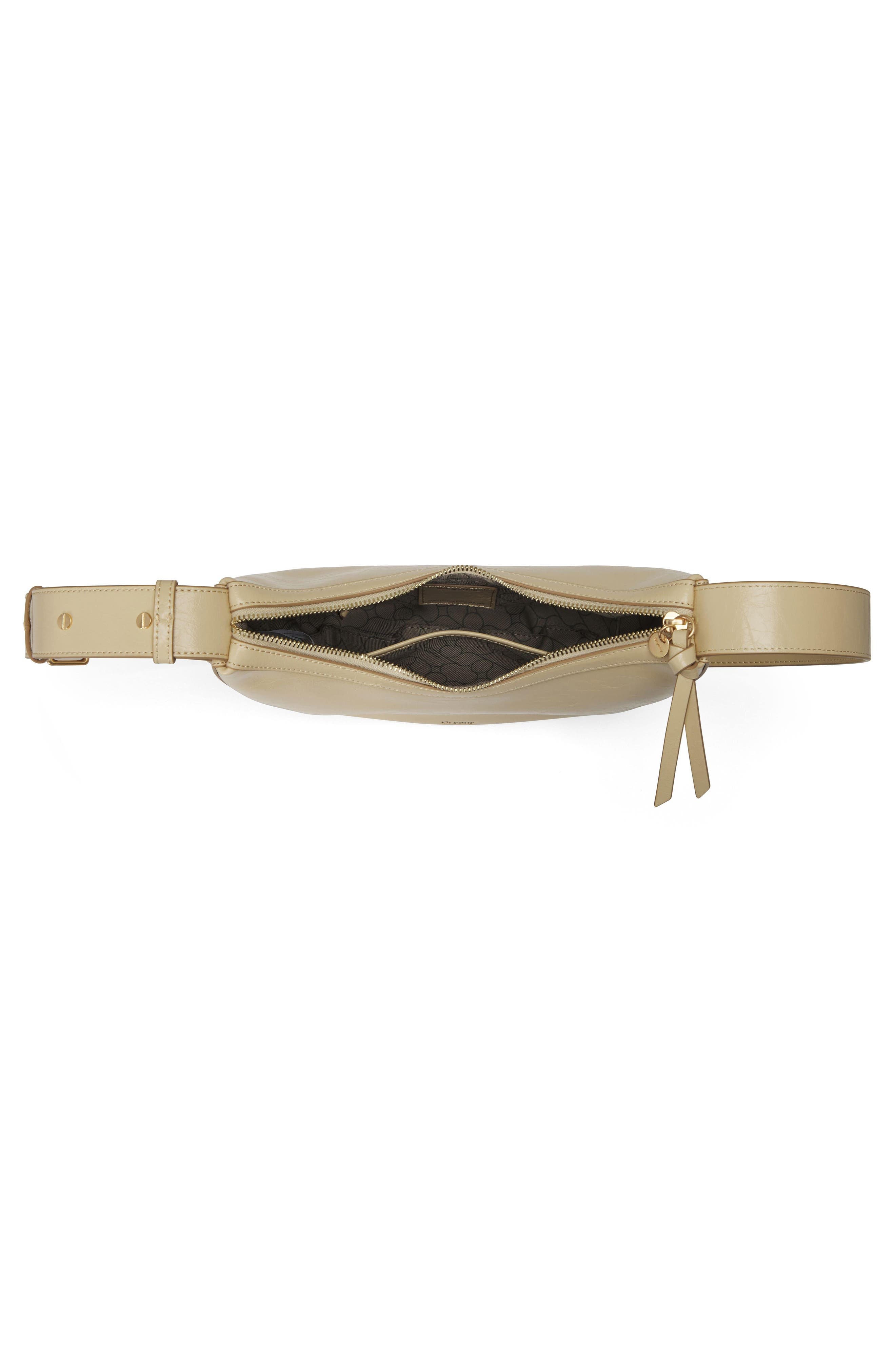 Rookie Crescent Crackled Leather Crossbody Bag, Alternate, color, BUTTER CREAM