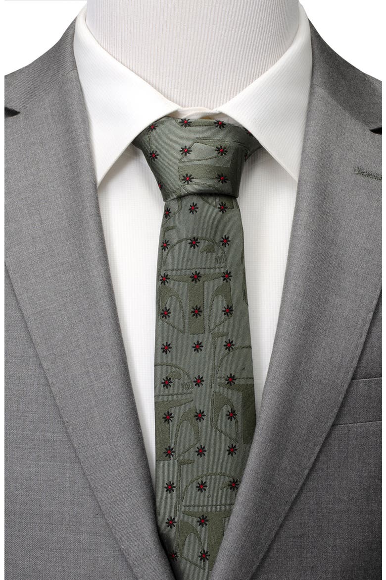 Star Wars Boba Fett Silk Tie, Alternate, color, GREEN