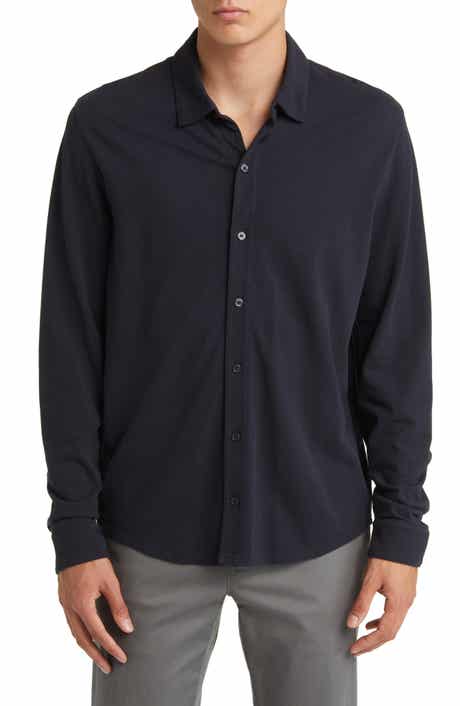 Vince Cotton Piqué Knit Button-Up Shirt