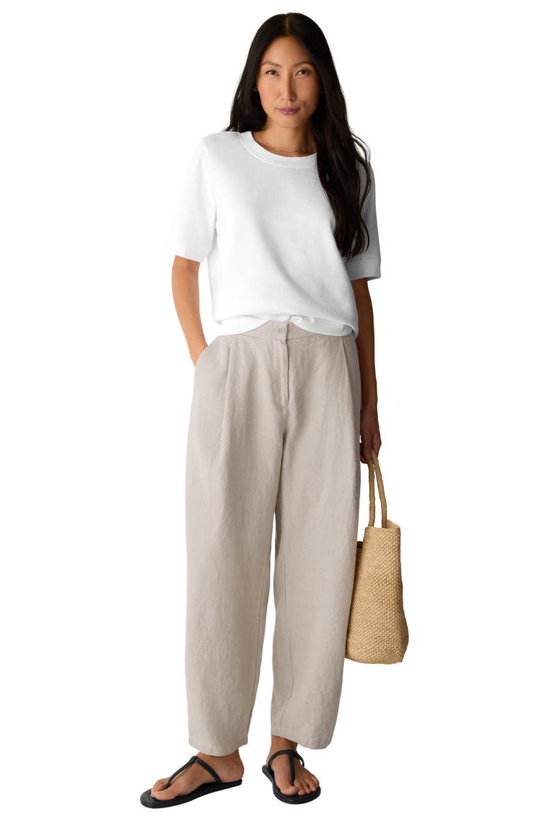 Curved Organic Linen Ankle Pants, Alternate, color, UNDYED NATURAL