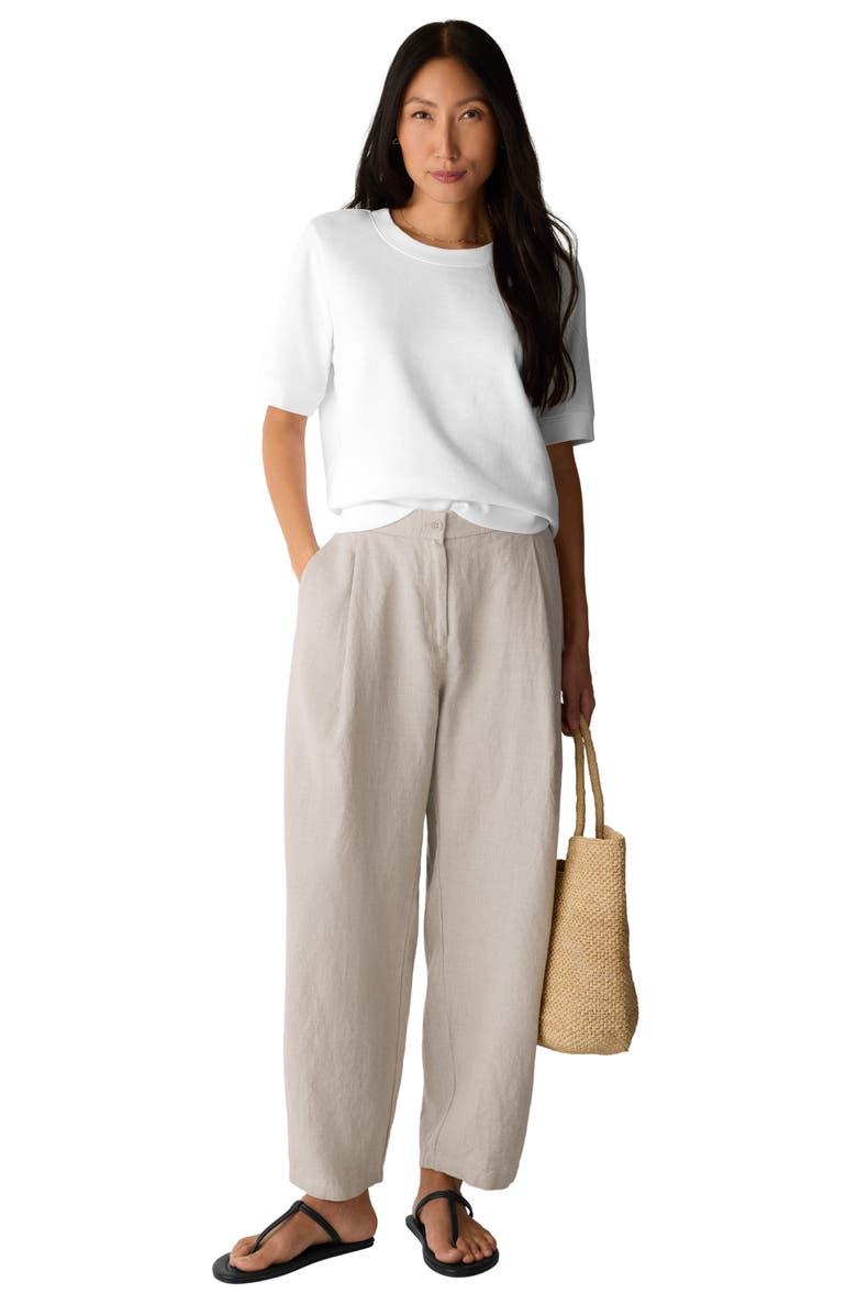 Eileen Fisher Curved Organic Linen Ankle Pants, Alternate, color, Undyed Natural