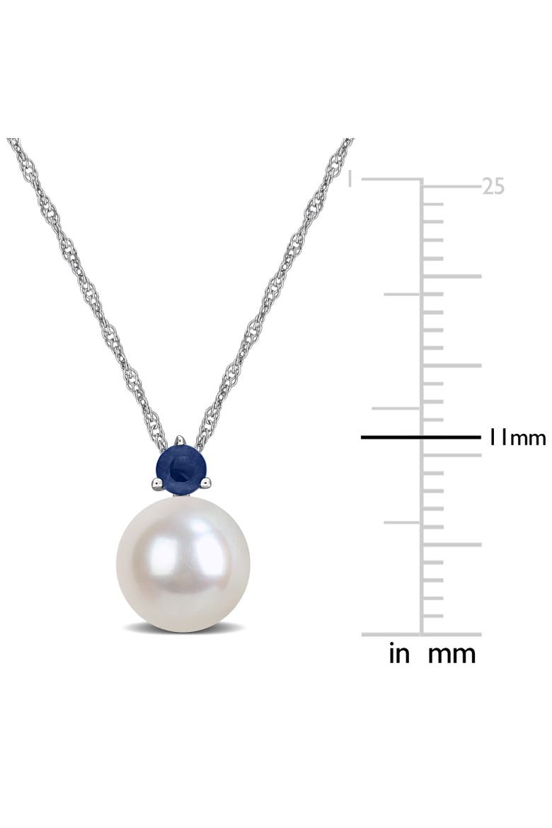 Cultured Pearl & Gemstone Solitaire Necklace 14k, Alternate, color, Blue Sapphire