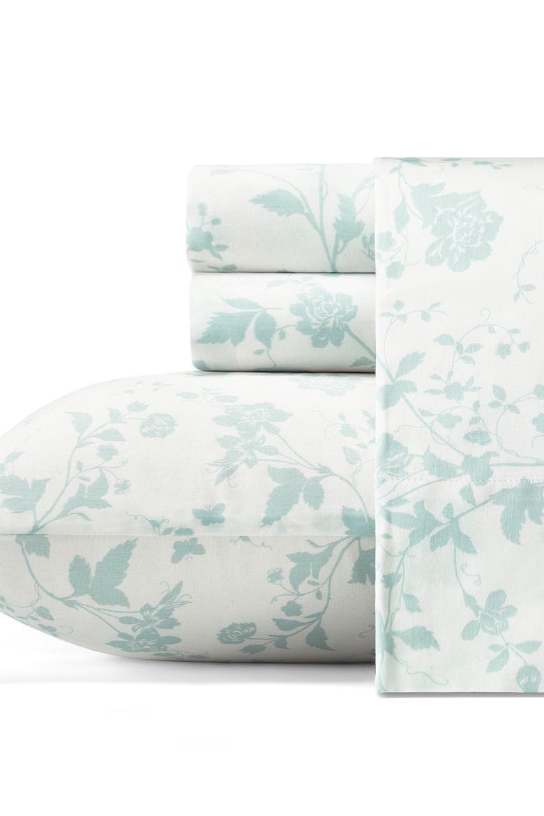 Garden Muse 4-Piece Cotton Sateen Sheet Set, Main, color, DUCK EGG