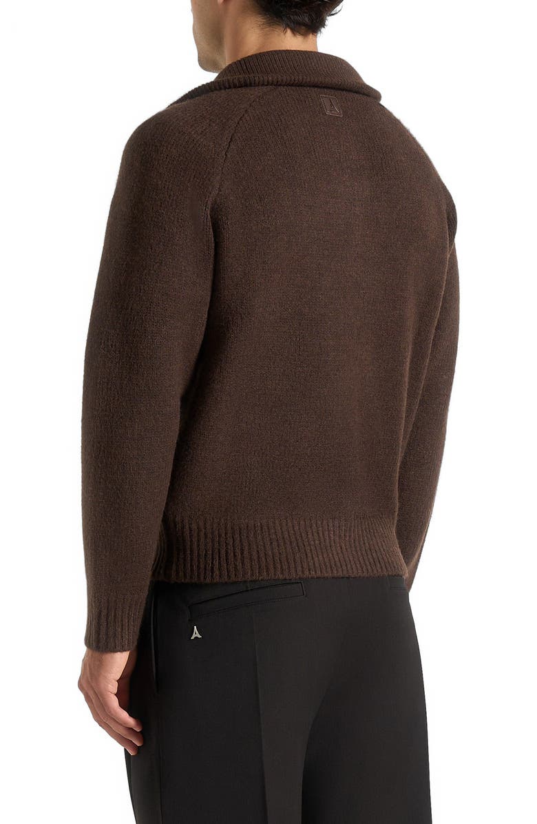 Manière De Voir Rene Colour Block Zip Through Cardigan, Alternate, color, Brown/Black