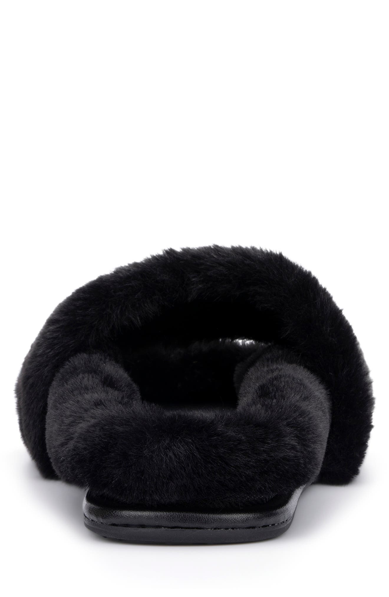 TORGEIS Claudia Faux Fur Slide Slipper, Alternate, color, Black