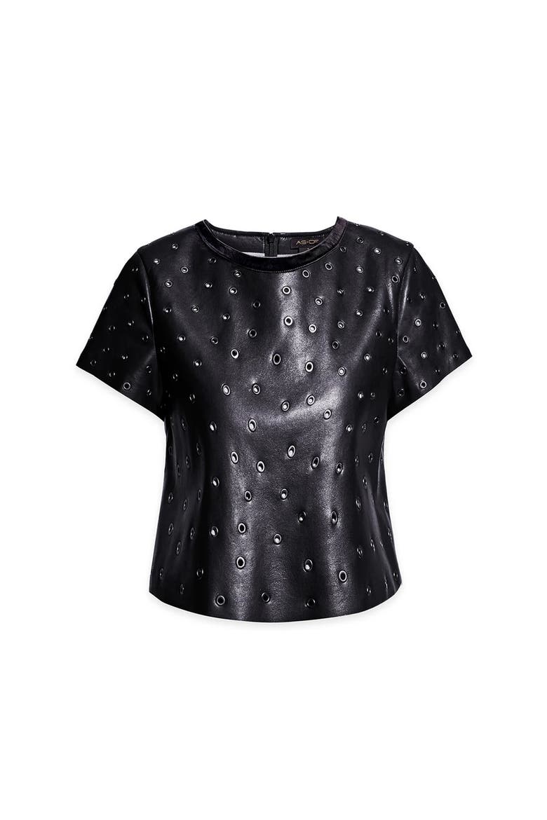 Jude Recycled Leather Tee, Alternate, color, Black