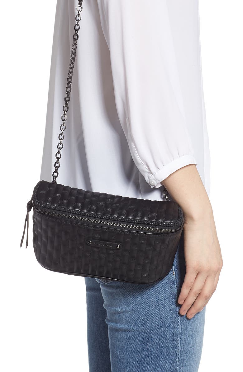 Longchamp Amazone Quilted Leather Belt Bag, Alternate, color, Black