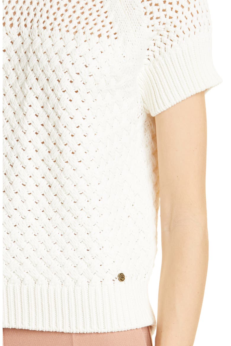 Stena Basket Stitch Cotton Blend Sweater, Alternate, color, WHITE