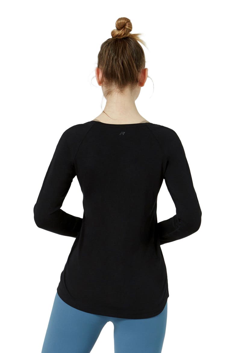 Rebody Essentials Scooped Long Sleeve Top, Alternate, color, Black