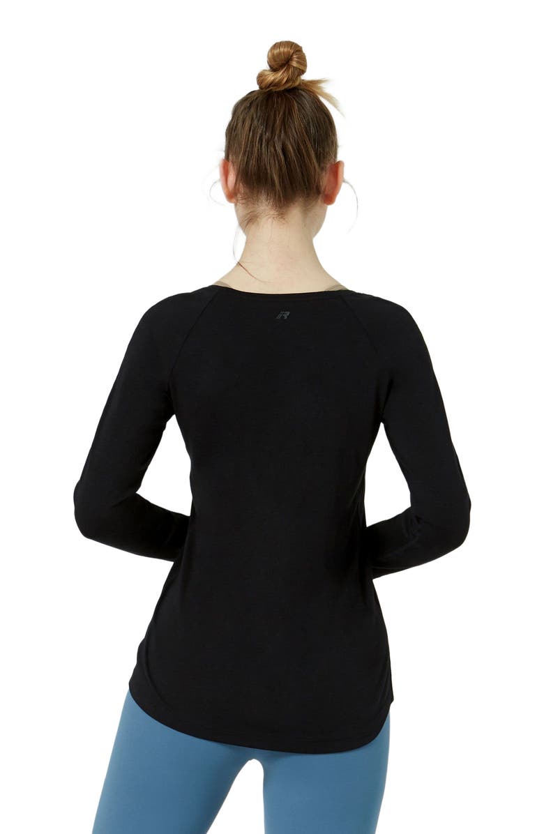 Rebody Active Rebody Essentials Scooped Long Sleeve Top, Alternate, color, Black