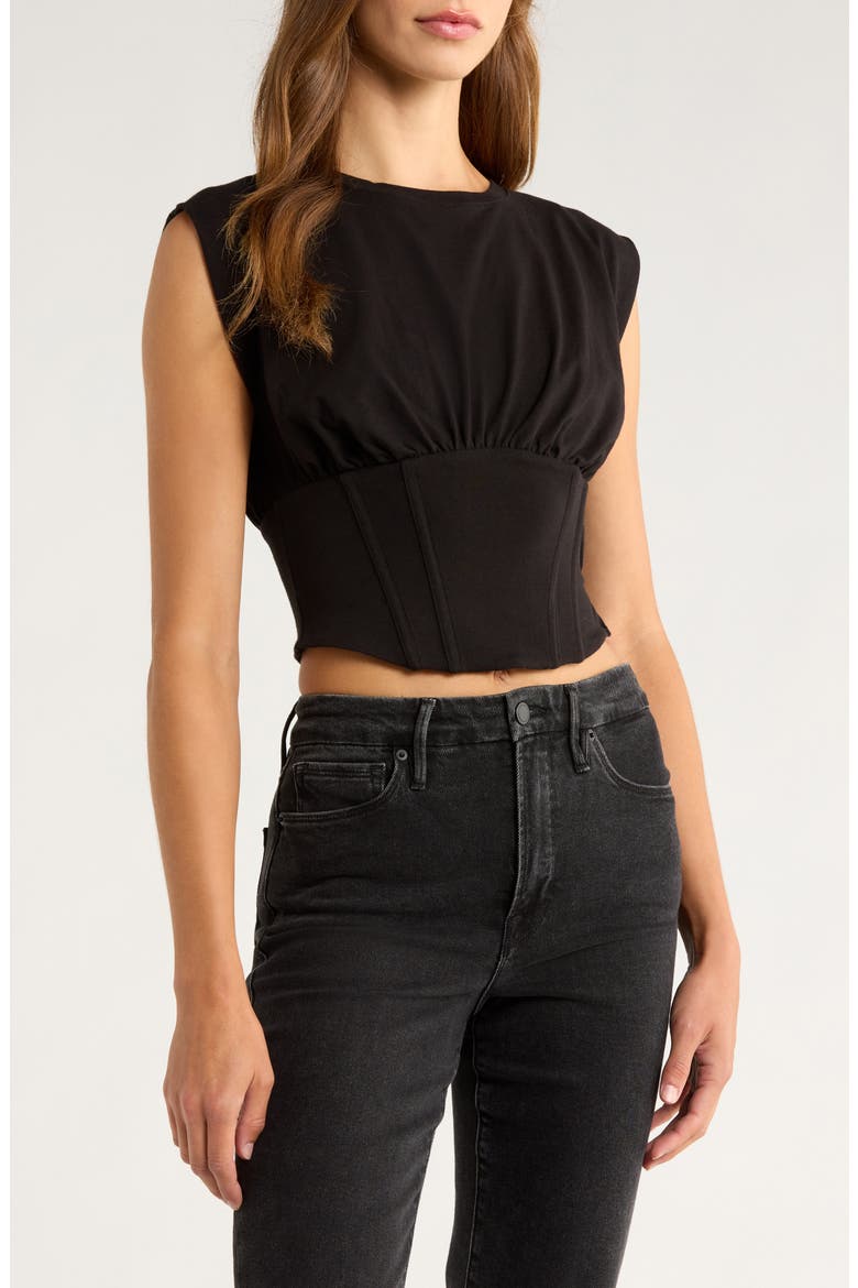 Sleeveless Corset TOP, Main, color, BLACK001